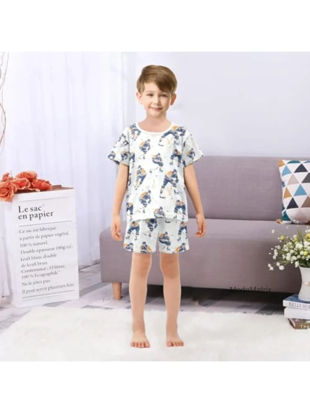 Cotton High Cows Print Summer Pajama Set 2 Piece